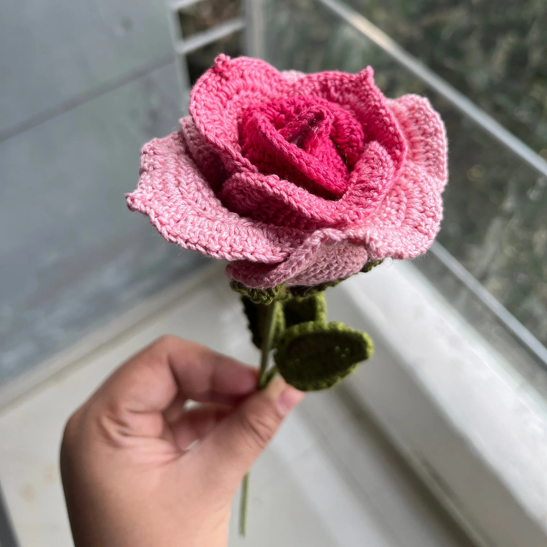 Crochet Gradient Thai Rose - Crochet Flower - 12" height / Single