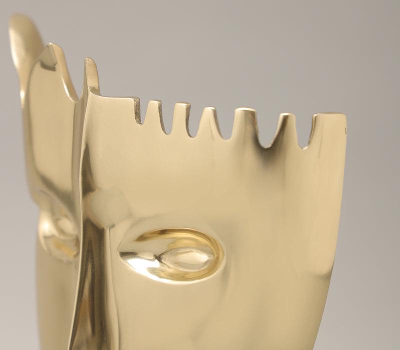 Face Me Sculpture | Polished Gold Aluminum Contemporary Art Decor for Modern Interiors | Designer Showpiece