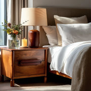 Varnika Bedside Table | Teak Finish Acacia Wood Nightstand | Small Side Table