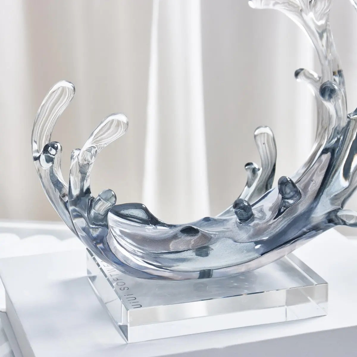 Designer Water Splashing Sculpture | Modern Crystal & Resin Luxury Home Decor Item