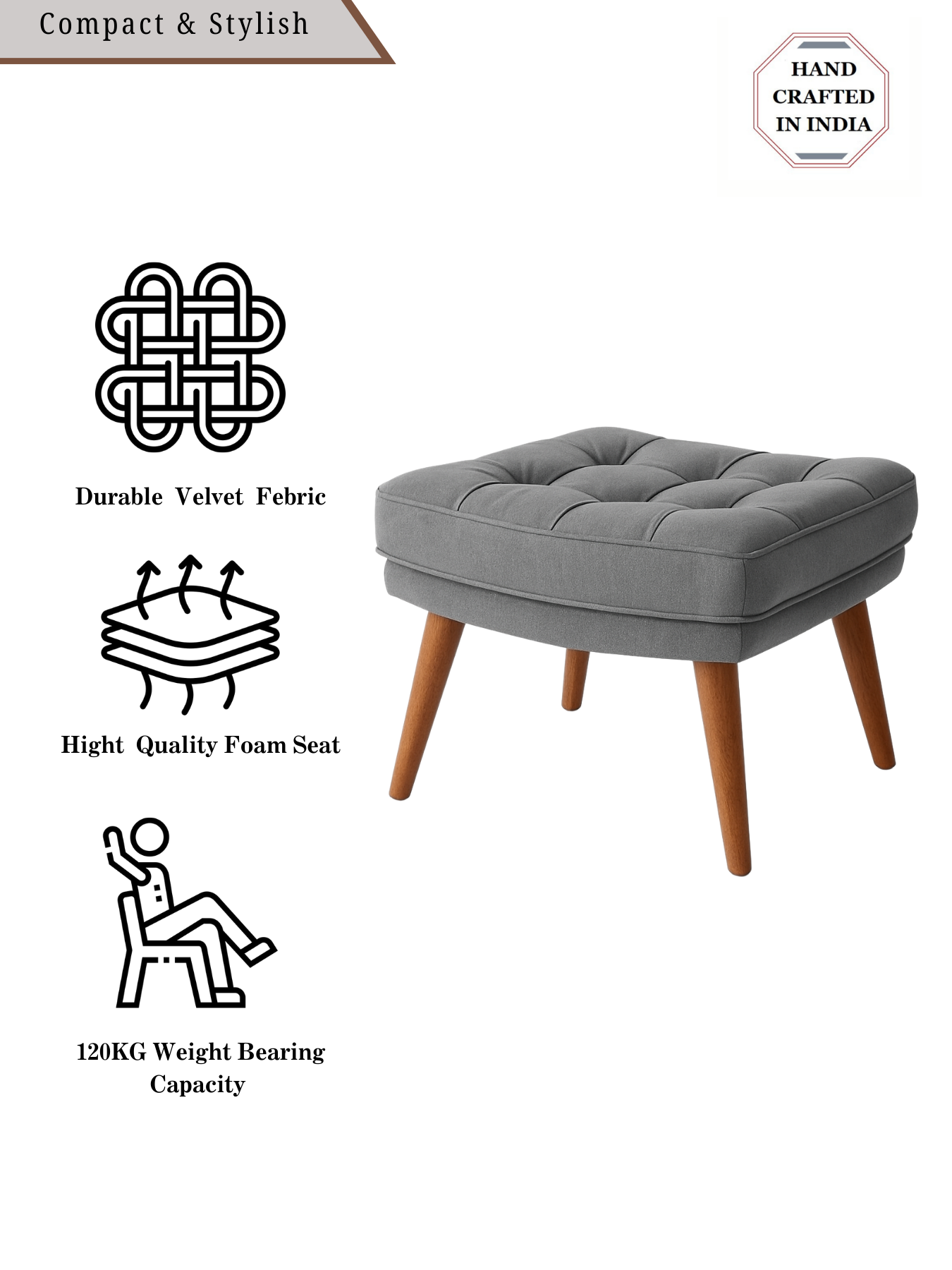 Soft Cushion Ottoman Stool for Living Room