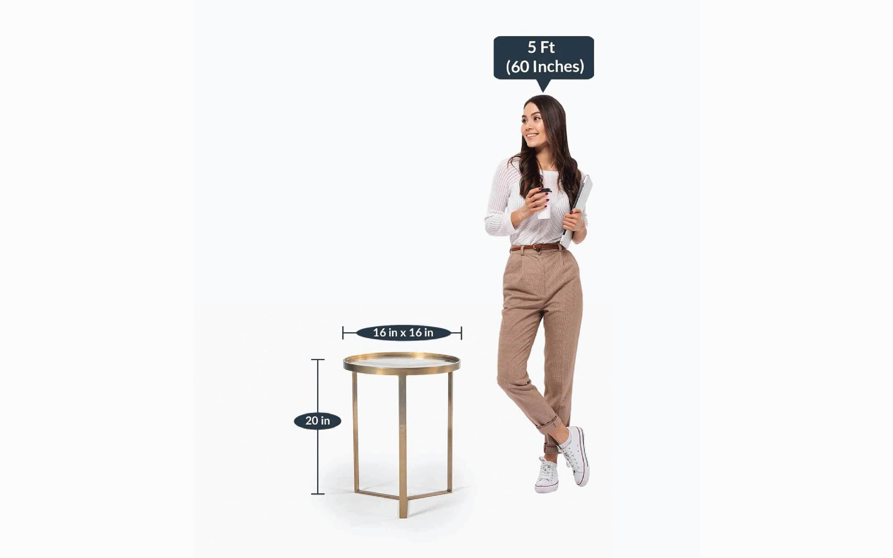 Emperor Gold Side Table | Luxury Glass Top Accent Table for Living Room & Bedroom