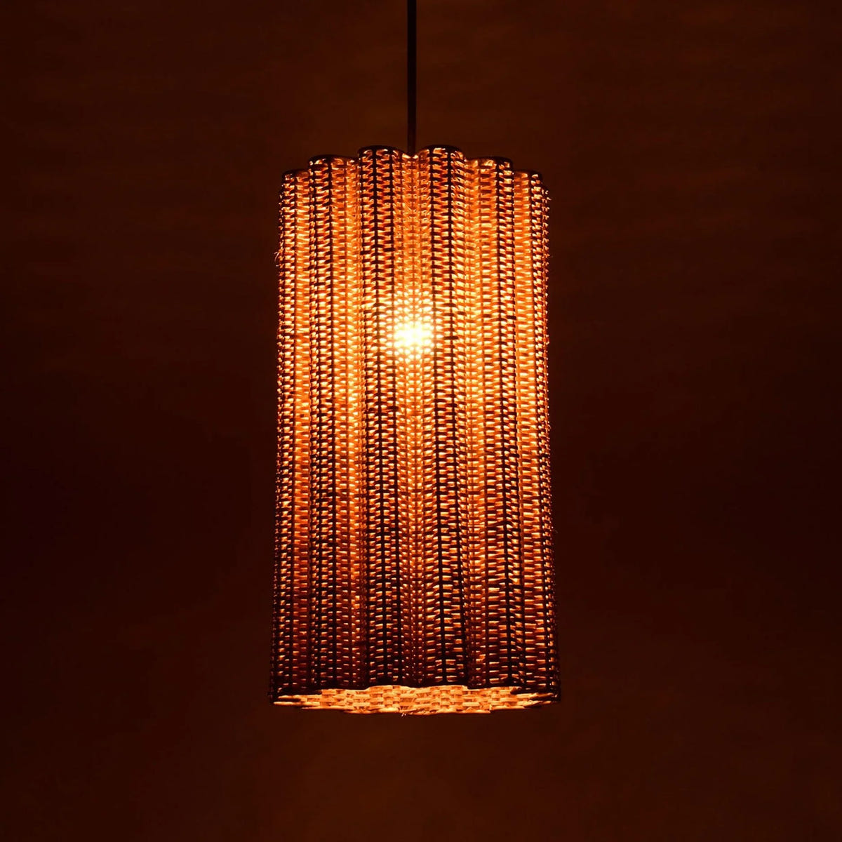Punkhe Cane Hanging Lamp Light | Handwoven Japanese-Inspired Pendant Light for Modern Interiors