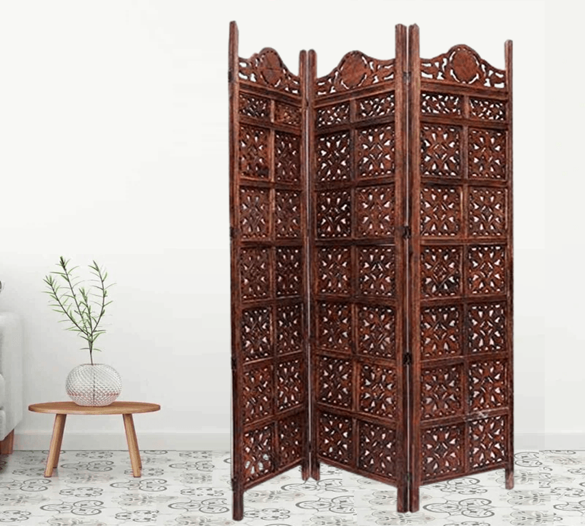 Mango Wood & MDF Jali Room Separator in Folding Design