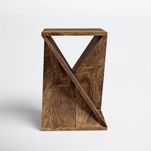 Premium Mango Wood Geometric Sofa Side Tables for Living Room | Corner Table | Home Decor End Table