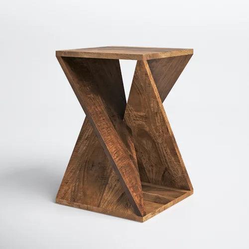 Premium Mango Wood Geometric Sofa Side Tables for Living Room | Corner Table | Home Decor End Table