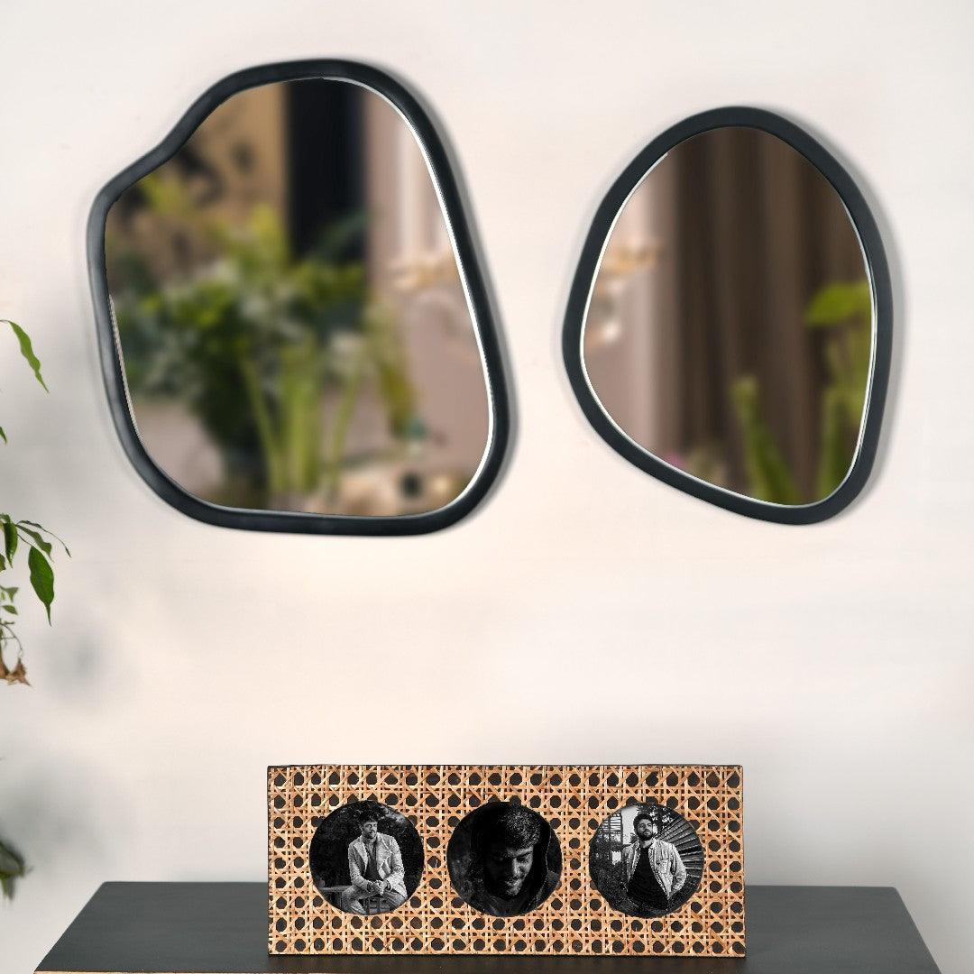 Amoeba Teakwood Wall Mirror | Decorative Wall Mirror | Aesthetic Mirror for Living Room