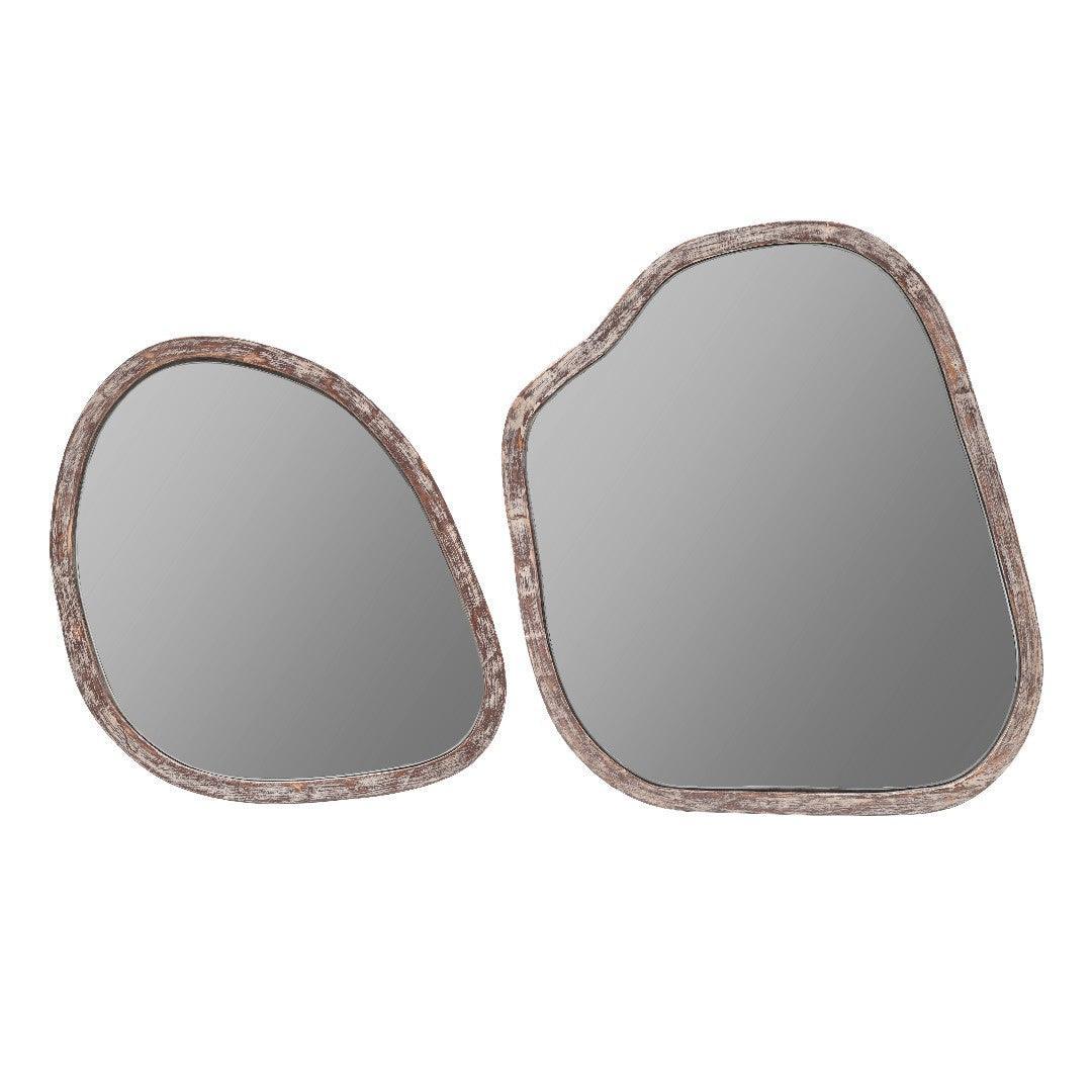 Amoeba Teakwood Wall Mirror | Decorative Wall Mirror | Aesthetic Mirror for Living Room