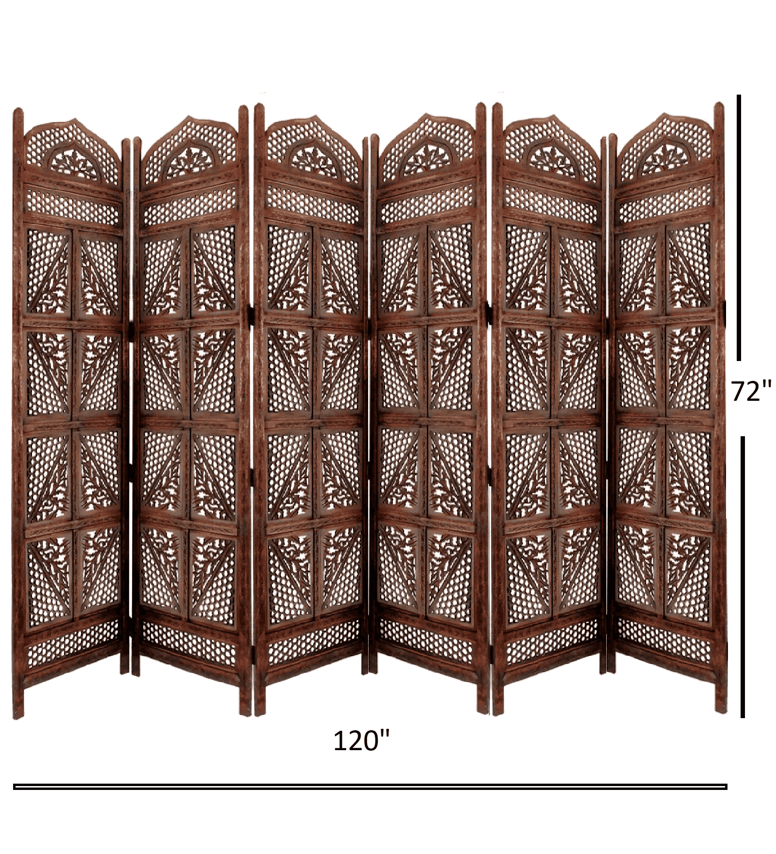 Mango Wood Folding Room Divider with Decorative MDF Jali