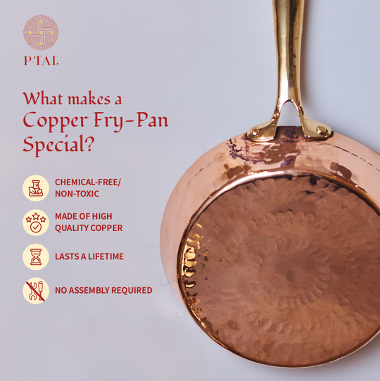 Copper Frypan with Brass Handle | Frying Pan & Frying Skillet for Cooking