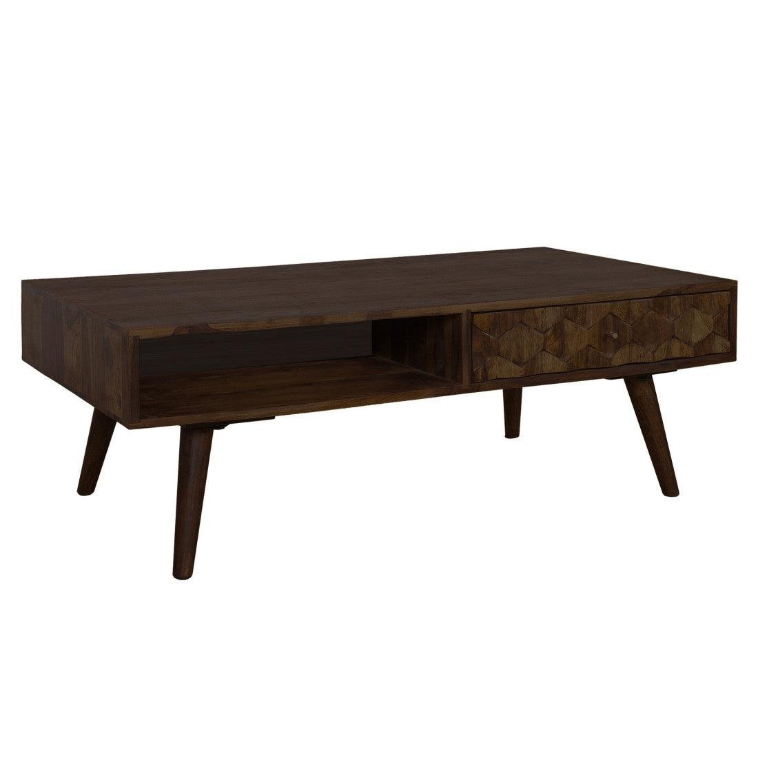 Hexagonal Brick Design Sofa Center Table | Sheesham Wood Coffee Table for Living Room