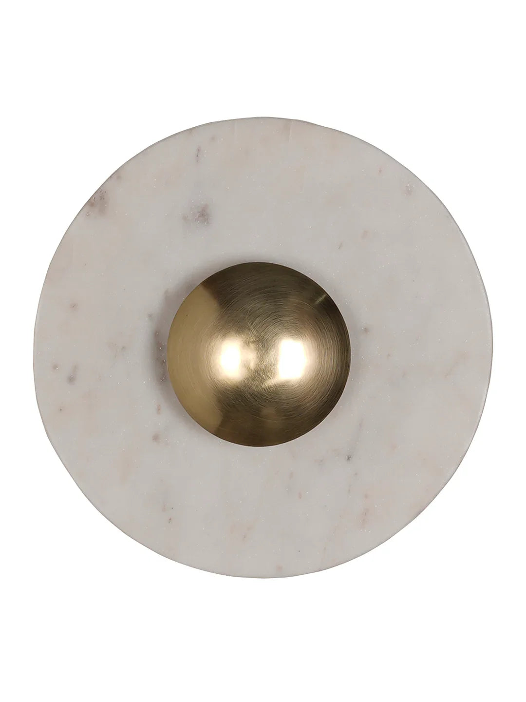 Orbig 11" Round White Marble Wall Sconce – Modern Backlit LED Fixture with Gold Accents