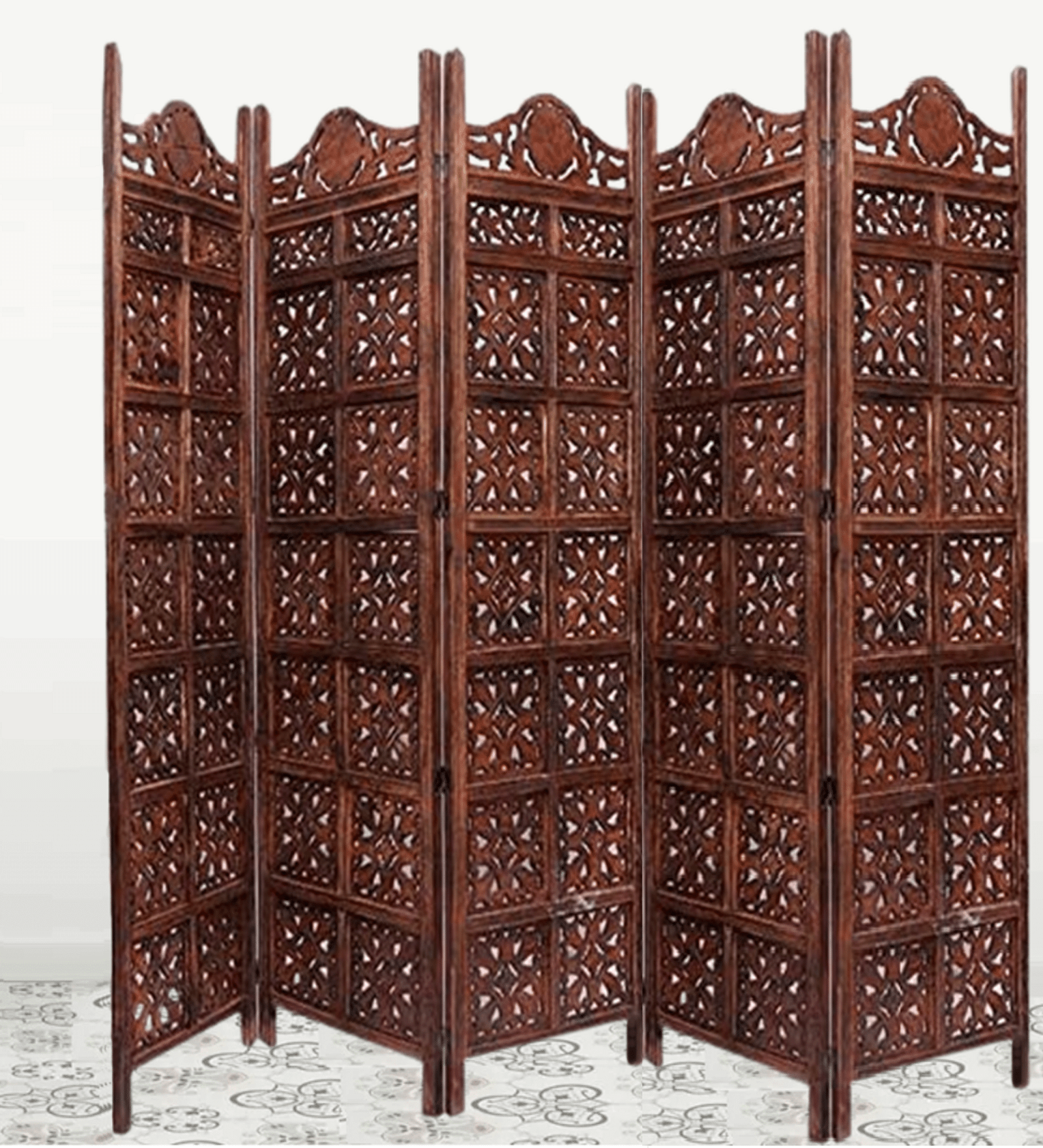 Mango Wood & MDF Jali Room Separator in Folding Design