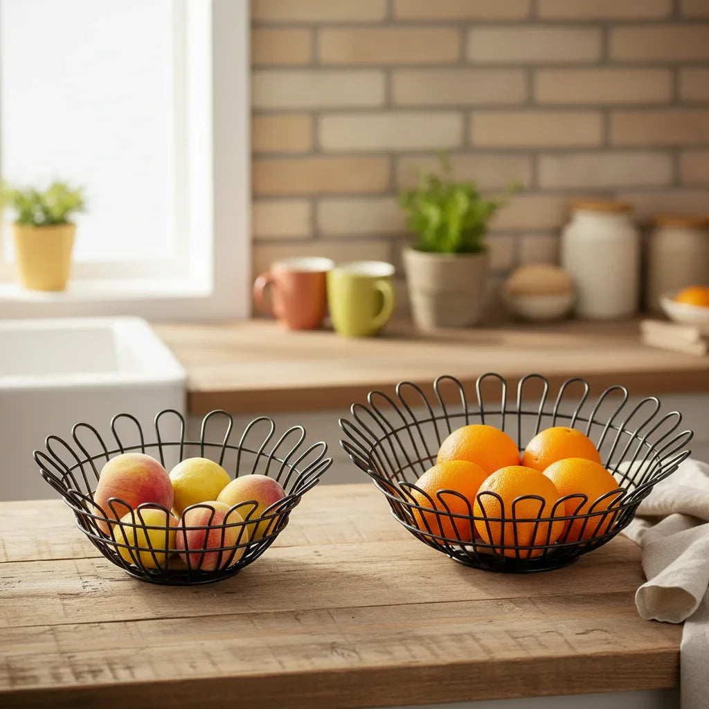 Wood & Wire Fruit Basket