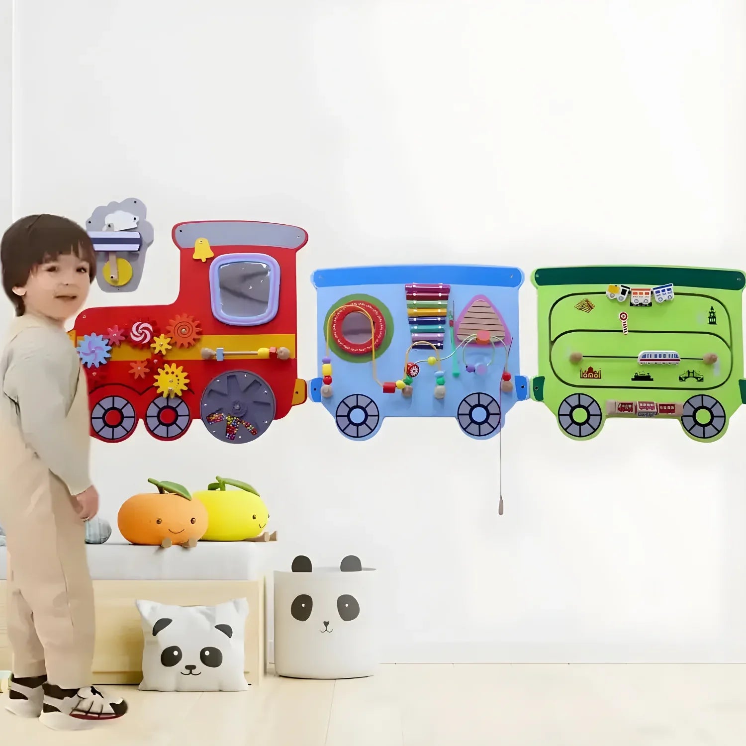 Elegant Creativity Wall Toy Train with Motor Skill Development (Set of 3)