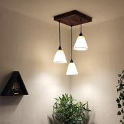 Hexspot Brown Wooden Cluster Hanging Lamp