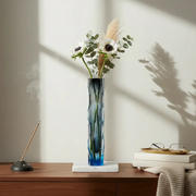 Sunrise Luxury Crystal Glass Flower Vase | Tall Designer Decorative Vase for Living Room