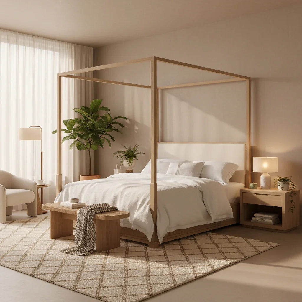 Calvera Solid Ash Wood King Size Bed