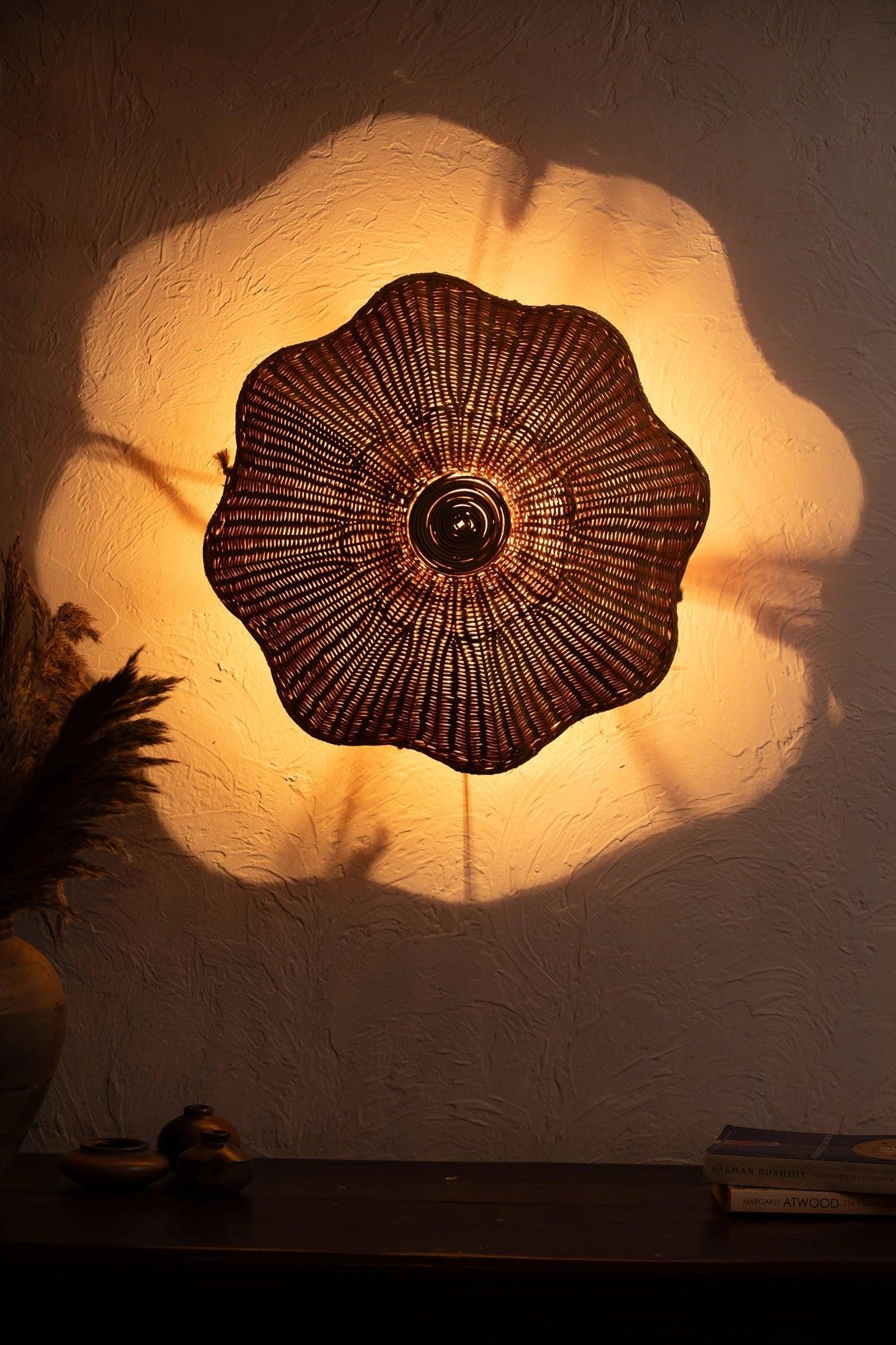Rattan Flower Wall Light