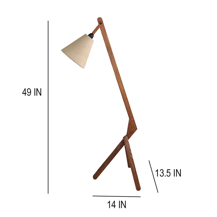 Emphasis Wooden Floor Lamp with Beige Fabric Lampshade