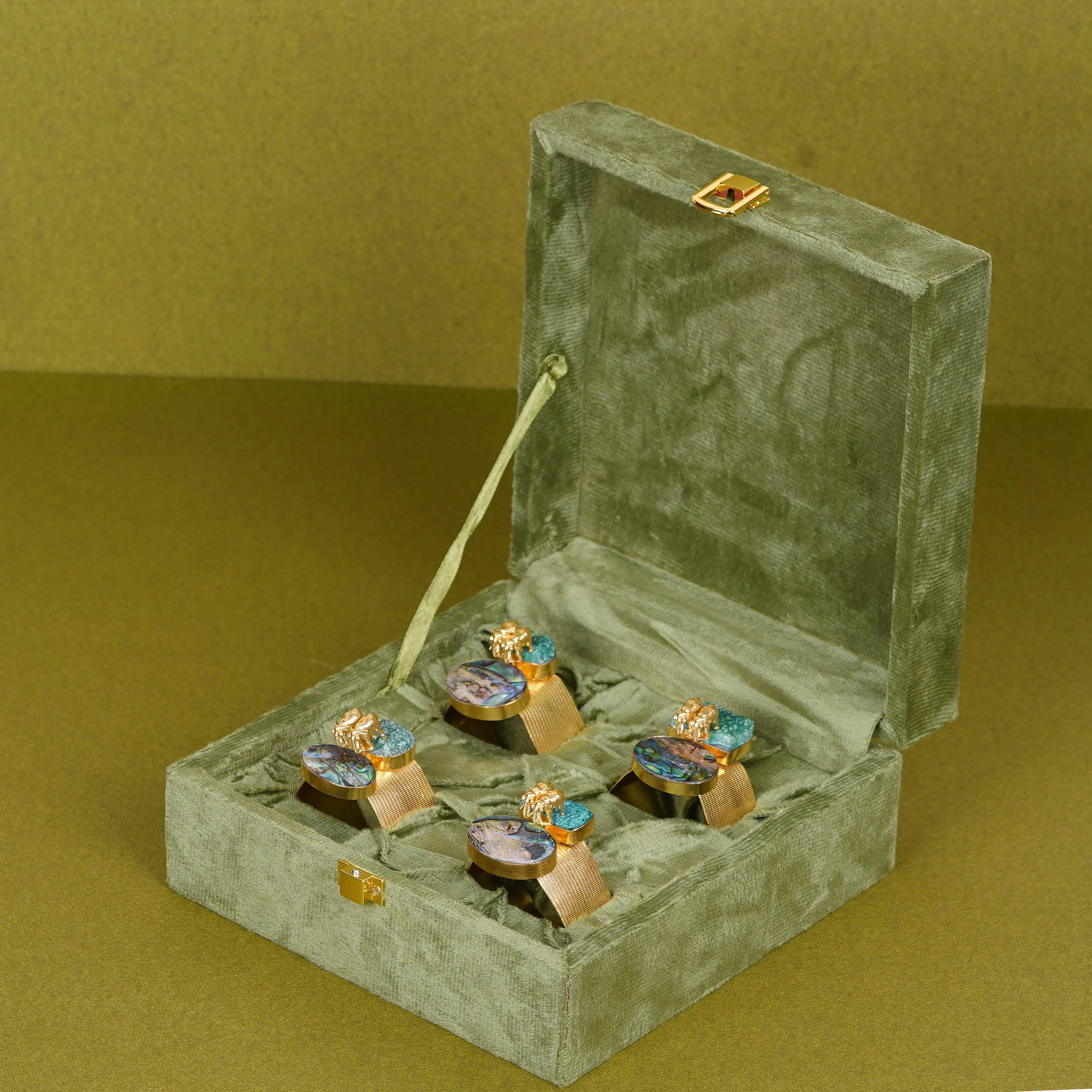 Napkin Ring On Druzy And Elephant