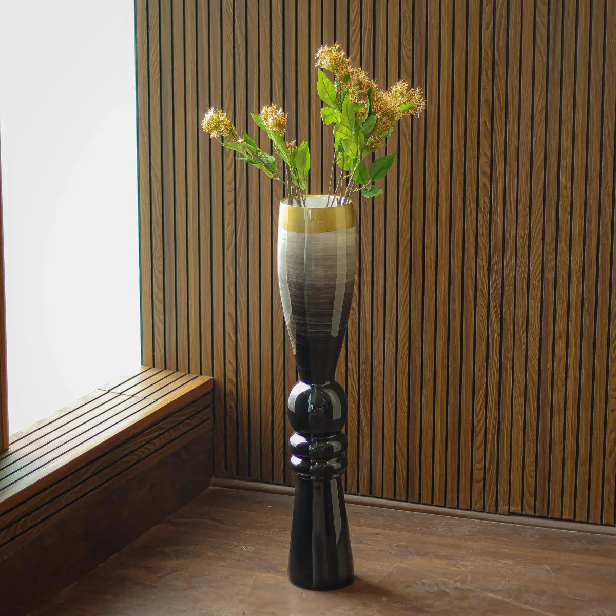 Trumphet Brushed Slate Flower Vase