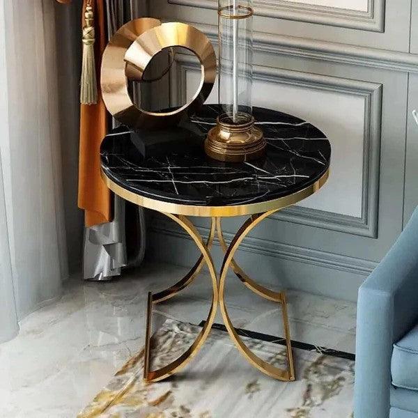 Urban Edge End Table Gold | Sofa Side Table for Living Room | Luxurious Corner Table