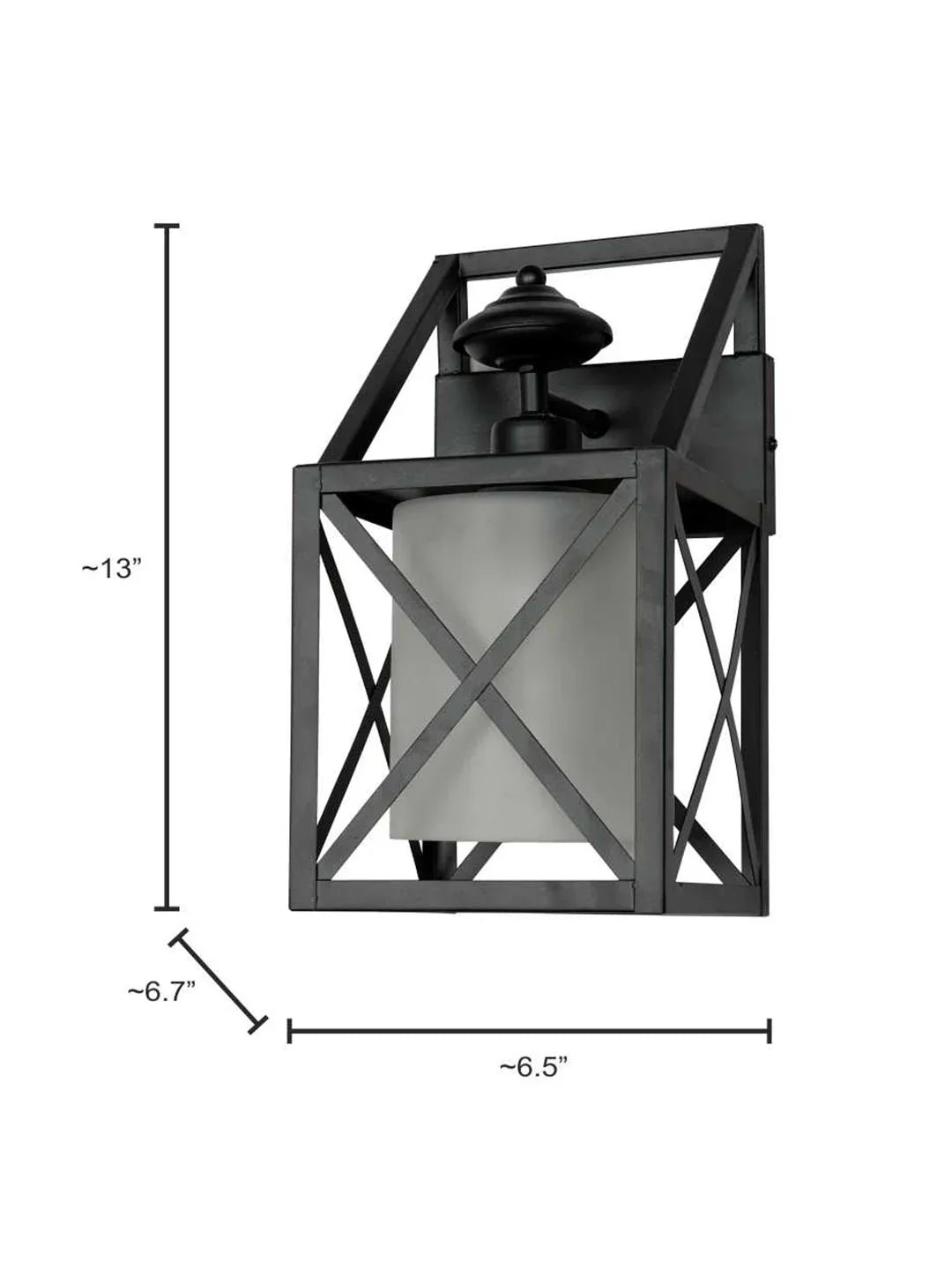 Industrial Black Wall Sconce with Frosted Glass