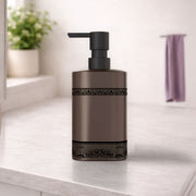 Rioware Outdoor Living Ceramic Liquid Soap Dispenser, 300ml, Multipurpose Refillable for Hand Wash, Dish Wash, Shampoo, Kitchen, Bathroom, and Household Use Pack of 1, Grey with Matte Black Accents