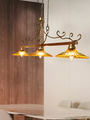 43-Inch Linear Transitional Pendant Light | Amber
  Fluted Glass Kitchen Island Fixture