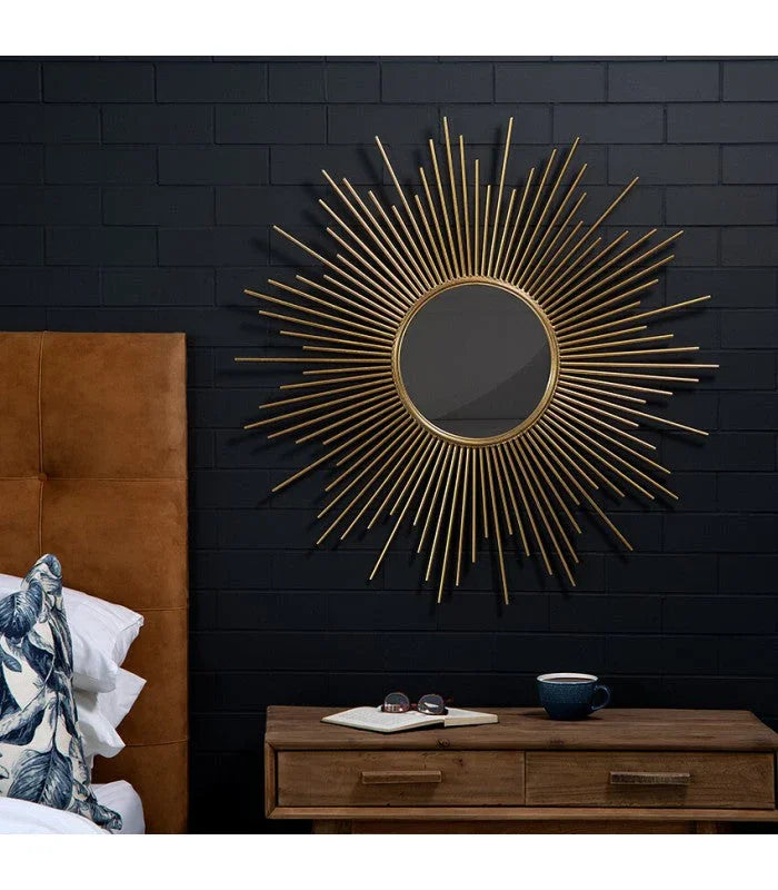Sunburst Designer Wall Mirror | Elegant Circular Accent Mirror for Home Decor