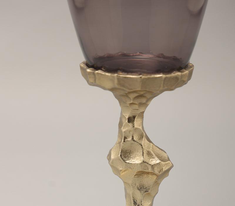 Chiselled Vase | Gold Finished with Light Black Luster Glass