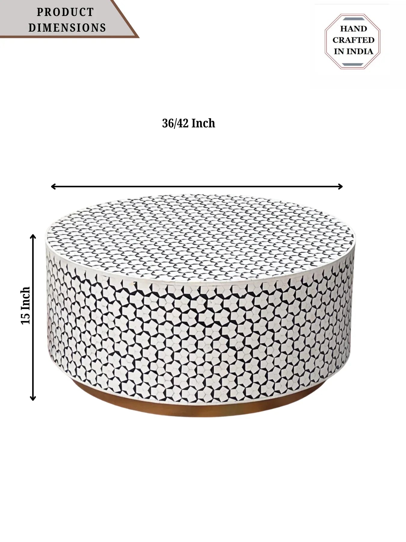 Targua Handcrafted Inlay Round Coffee Table