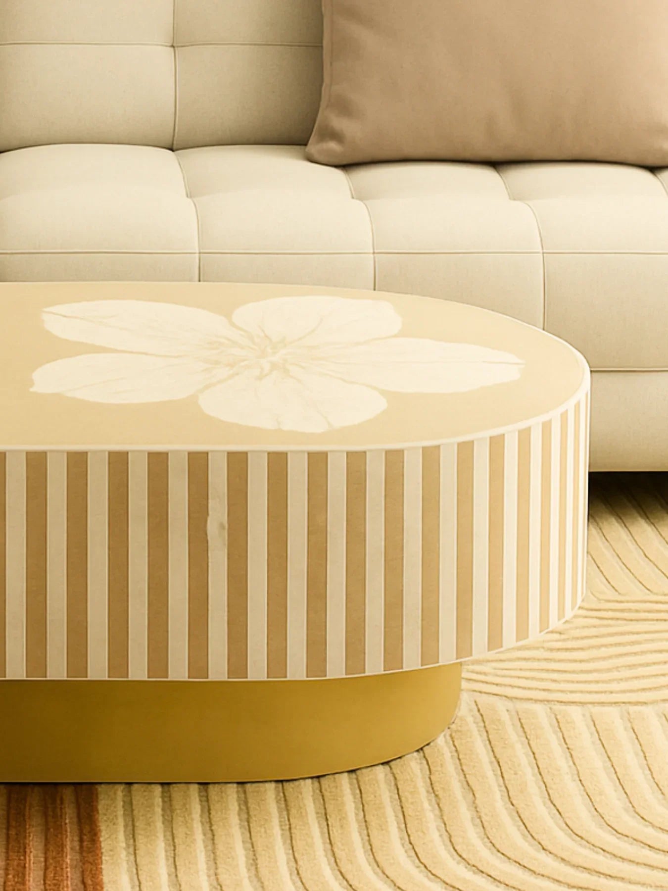 Mother of Pearl Oval Coffee Table | Luxury Bone Inlay Center Table for Living Room