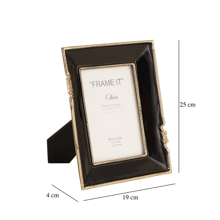 Enamel Embrace Photo frame in Jet Black