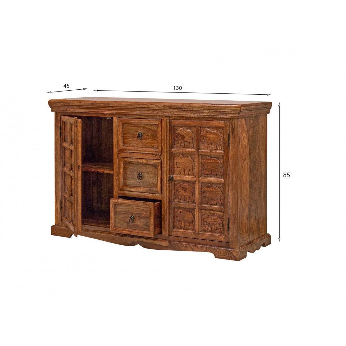 Sheesham Wood Mammoth Sideboard Three Drawer Two Door Storage Unit
