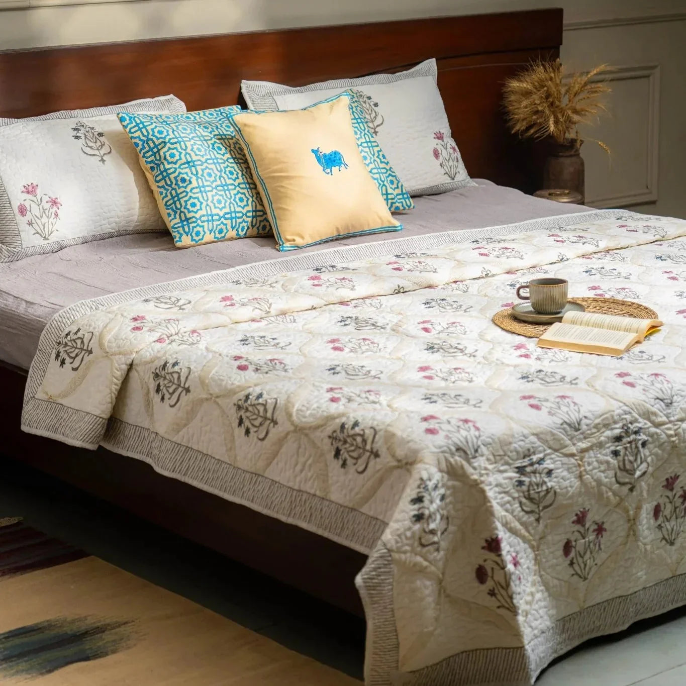 Phoolkari Quilted Bed Cover