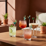 Cactus Glass Drink Stirrers Set of 6 | Handcrafted Borosilicate Cocktail Stirrers