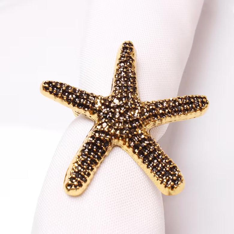 Beach Sea Life Gold Napkin Rings (set of 4)