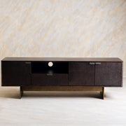 Sculpt TV Unit | Acacia Wood, Stainless Steel, and Brass