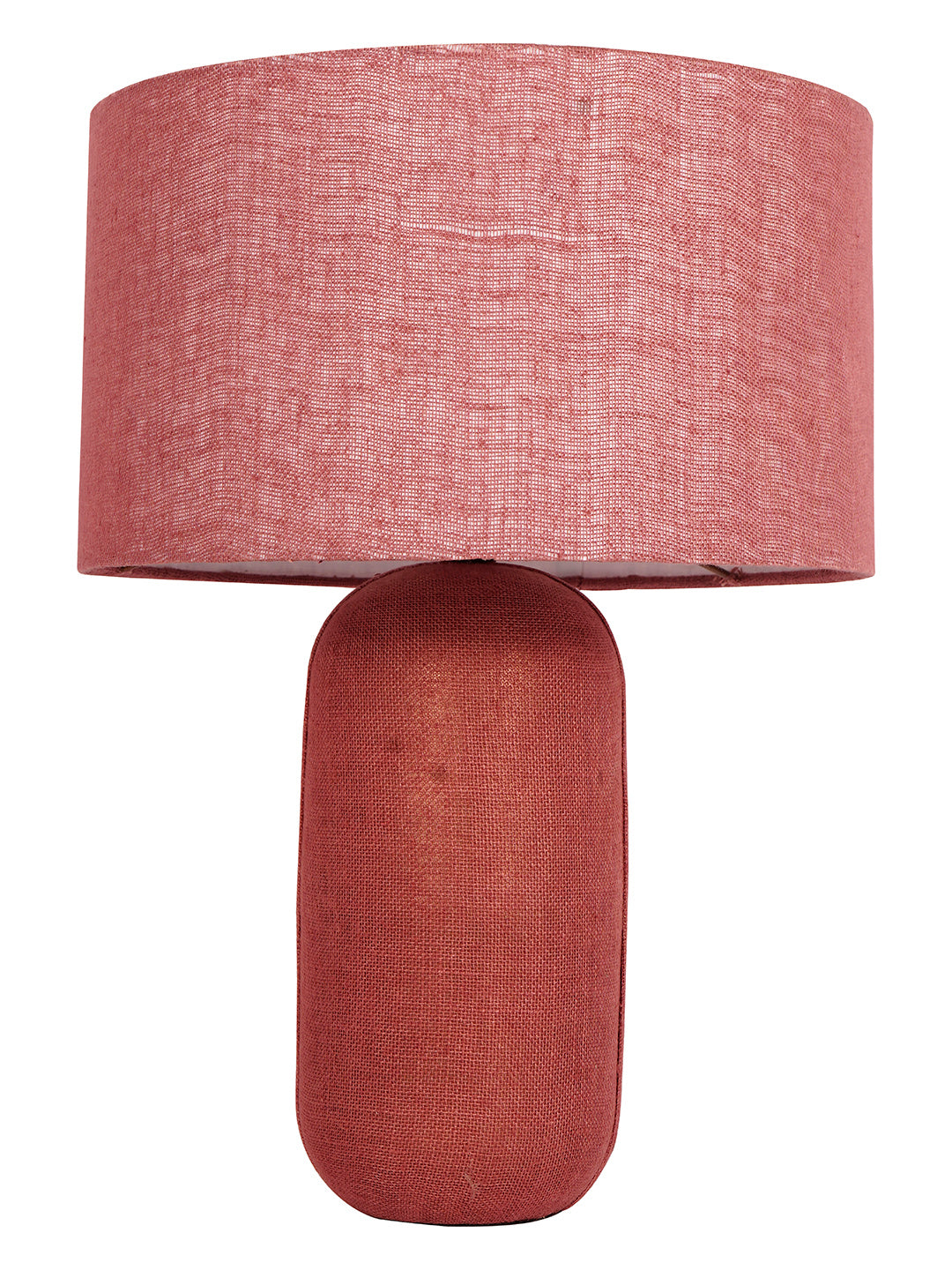 Rustic Red Oxide Jute & Fabric Capsule Table Lamp