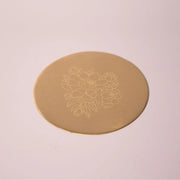 Pure Brass Coasters – Laser-Etched Peony Flower Design (Set of 4) | Luxury Drink Coasters for Home, Dining & Gifting