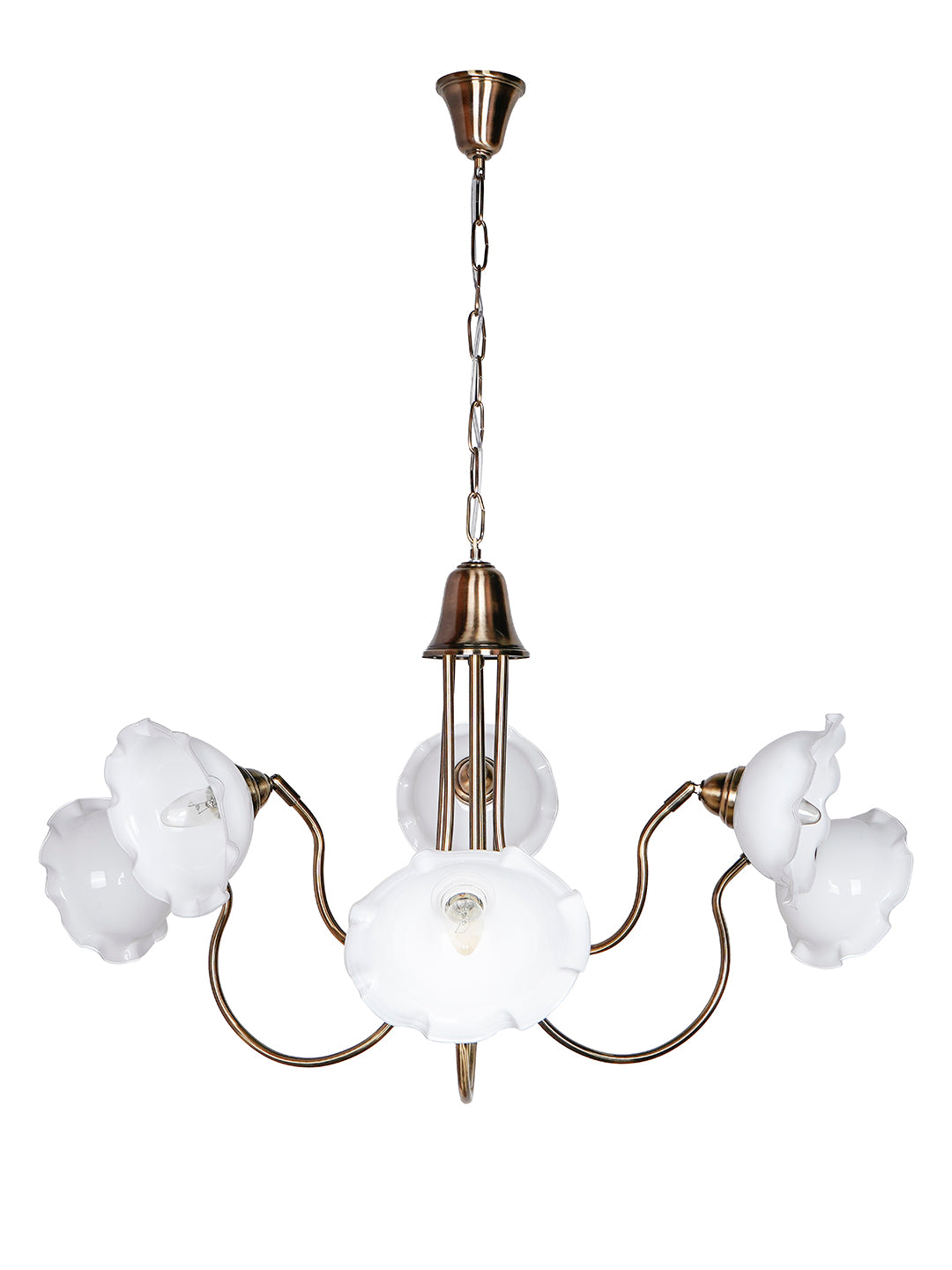 Adjustable Transitional Chandelier | 6-Light in White Frilled Glass