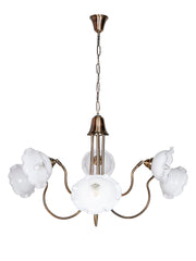 Adjustable Transitional Chandelier | 6-Light in White Frilled Glass