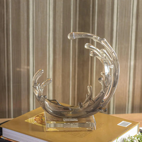 Designer Water Splashing Sculpture | Modern Crystal & Resin Luxury Home Decor Item