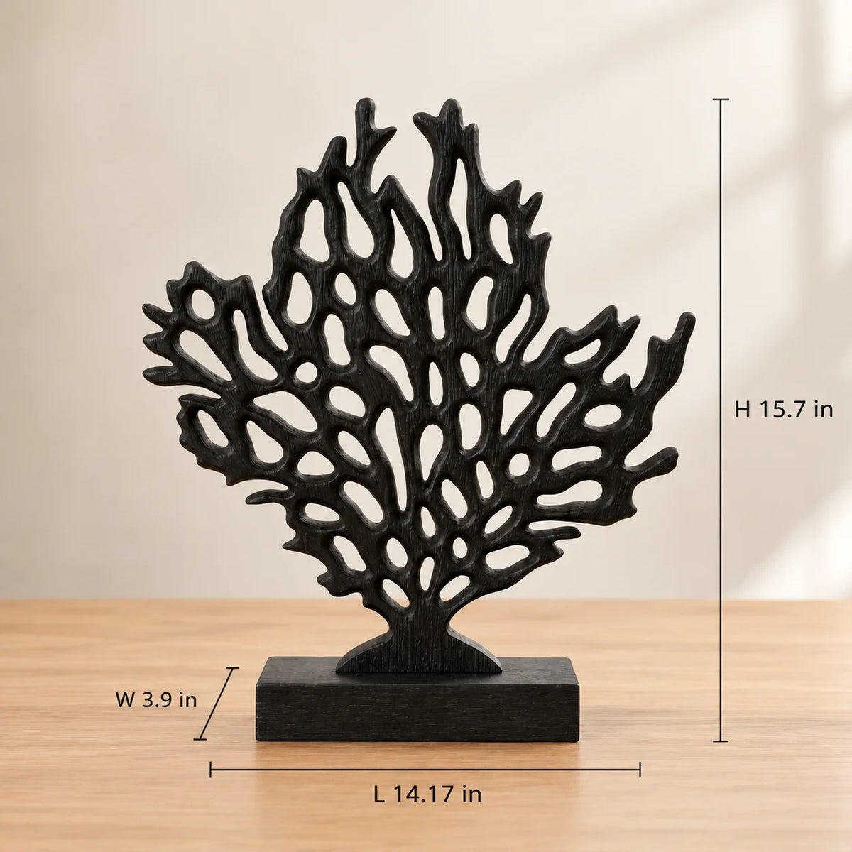 Marceau Wooden Coral Sculpture | Hand-Carved Mango Wood Decorative Accent for Console & Shelf Décor