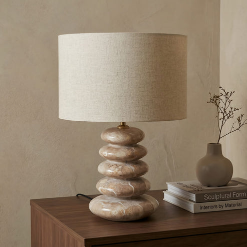 Kora Panther Marble Table Lamp Base | Luxury Natural Stone Lamp for Modern Interiors