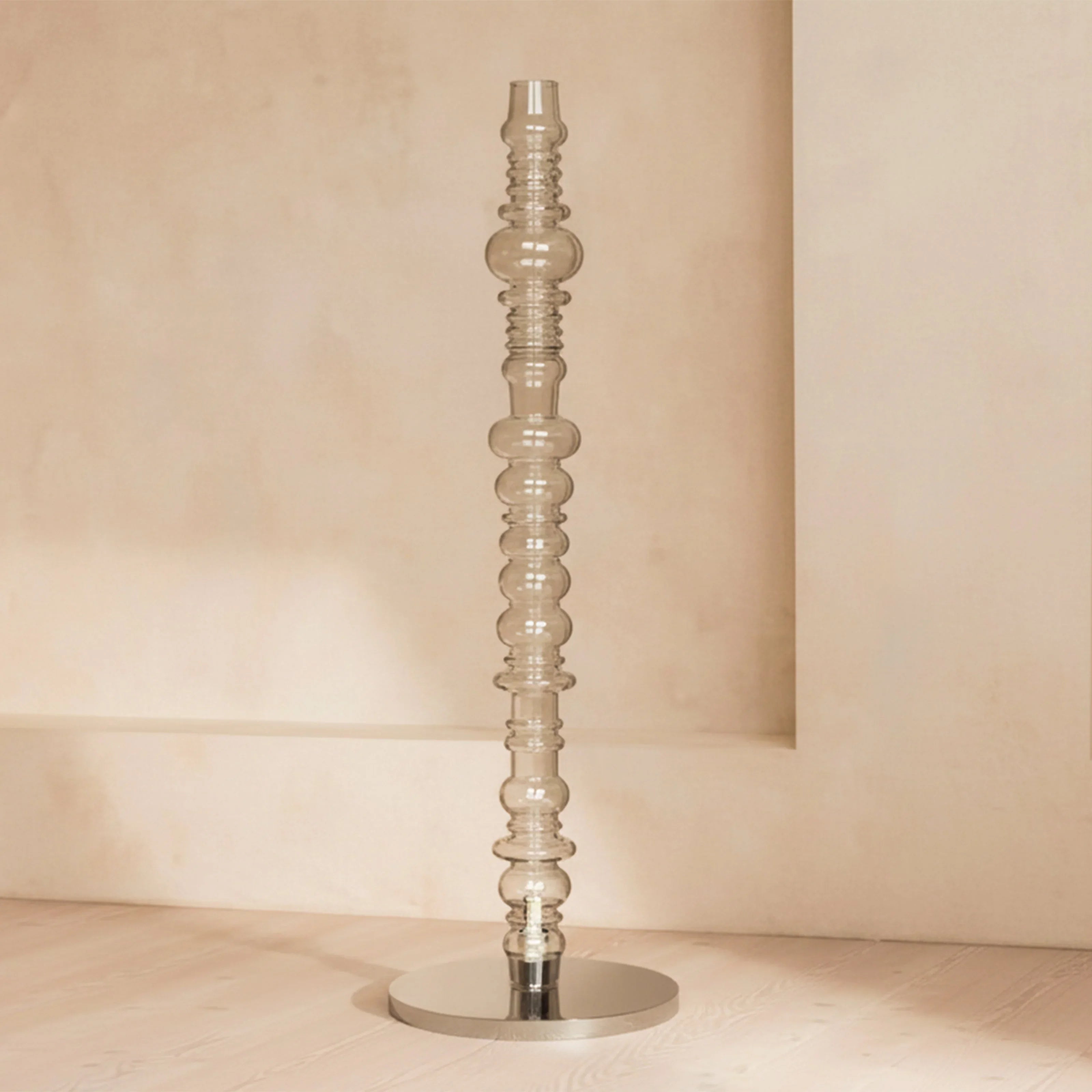 Reef Designer Floor Lamp | Modern Clear Glass and Nickel Finish Standing Lamp for Living Room & Bedroom