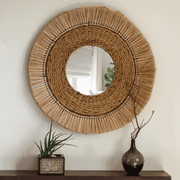 Boheme Jute Moonjh Grass Decorative Wall Mirror | Eco-friendly Boho Mirror