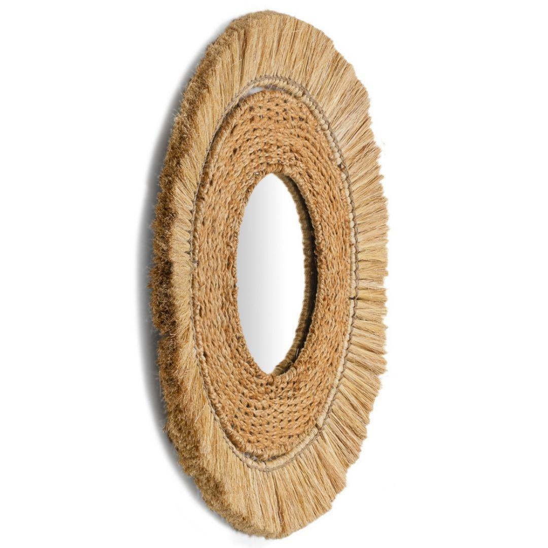 Boheme Jute Moonjh Grass Decorative Wall Mirror | Eco-friendly Boho Mirror